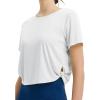 imagebaleaf Womens Cropped Workout Tops Short Sleeve Athletic Running Shirts Loose Fit Quick Dry Yoga TShirts UPF 50Ultra White