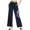 imagebaleaf Womens Hiking Pants Travel Wide Leg Pants with Pockts UPF 50 Loose Lightweight Water Resistant WorkNavy Blue