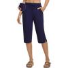 imagebaleaf Womens Quick Dry Swim Pants with Liner 15quot Long Swim Capris UPF50 Swimming Beach Pants with PocketsNavy Blue