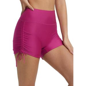 imagebaleaf Womens 3quot High Waisted Swim Shorts Tummy Control Swimsuit Bottoms Ruched Side Board Shorts with PocketPink