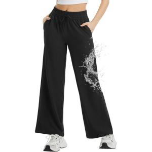 imagebaleaf Womens Hiking Pants Travel Wide Leg Pants with Pockts UPF 50 Loose Lightweight Water Resistant WorkBlack