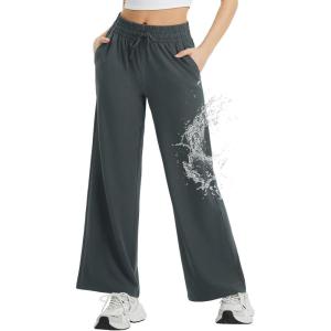 imagebaleaf Womens Hiking Pants Travel Wide Leg Pants with Pockts UPF 50 Loose Lightweight Water Resistant WorkDark Gray