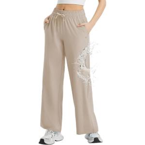 imagebaleaf Womens Hiking Pants Travel Wide Leg Pants with Pockts UPF 50 Loose Lightweight Water Resistant WorkKhaki