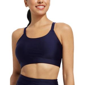 imagebaleaf Womens Swim Bra High Neck Bikini Tops Adjustable Bathing Suit Tops Sports Bra Removable PaddedNavy Blue