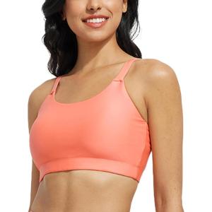 imagebaleaf Womens Swim Bra High Neck Bikini Tops Adjustable Bathing Suit Tops Sports Bra Removable PaddedPink