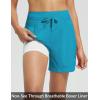 imagebaleaf Womens 5quot Swim Board Shorts High Waisted Quick Dry UPF 50 Swimsuit Swimming Bottoms with Boxer Liner Zipper PocketsAqua Blue