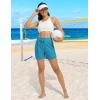 imagebaleaf Womens 5quot Swim Board Shorts High Waisted Quick Dry UPF 50 Swimsuit Swimming Bottoms with Boxer Liner Zipper PocketsAqua Blue