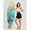 imagebaleaf Womens 5quot Swim Board Shorts High Waisted Quick Dry UPF 50 Swimsuit Swimming Bottoms with Boxer Liner Zipper PocketsBlack
