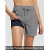 imagebaleaf Womens 5quot Swim Board Shorts High Waisted Quick Dry UPF 50 Swimsuit Swimming Bottoms with Boxer Liner Zipper PocketsDark Gray