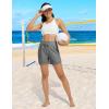 imagebaleaf Womens 5quot Swim Board Shorts High Waisted Quick Dry UPF 50 Swimsuit Swimming Bottoms with Boxer Liner Zipper PocketsDark Gray