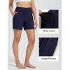 imagebaleaf Womens 5quot Swim Board Shorts High Waisted Quick Dry UPF 50 Swimsuit Swimming Bottoms with Boxer Liner Zipper PocketsNavy Blue