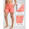 imagebaleaf Womens 5quot Swim Board Shorts High Waisted Quick Dry UPF 50 Swimsuit Swimming Bottoms with Boxer Liner Zipper PocketsPink