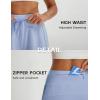 imagebaleaf Womens Athletic Shorts 3quot High Waist Running Shorts with Zipper Pockets Workout Gym Sports Quick Dry UPF 50Light Blue