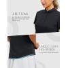 imagebaleaf Womens Golf Shirts Polo Collared V Neck Shorts Sleeve Tennis Shirt Lightweight Quick Dry UPF504 Buttonsblack