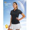 imagebaleaf Womens Golf Shirts Polo Collared V Neck Shorts Sleeve Tennis Shirt Lightweight Quick Dry UPF504 Buttonsblack