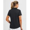 imagebaleaf Womens Golf Shirts Polo Collared V Neck Shorts Sleeve Tennis Shirt Lightweight Quick Dry UPF504 Buttonsblack