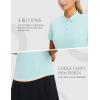 imagebaleaf Womens Golf Shirts Polo Collared V Neck Shorts Sleeve Tennis Shirt Lightweight Quick Dry UPF504 Buttonslight Blue