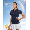 imagebaleaf Womens Golf Shirts Polo Collared V Neck Shorts Sleeve Tennis Shirt Lightweight Quick Dry UPF504 Buttonsnavy Blue