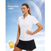 imagebaleaf Womens Golf Shirts Polo Collared V Neck Shorts Sleeve Tennis Shirt Lightweight Quick Dry UPF504 Buttonswhite