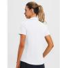 imagebaleaf Womens Golf Shirts Polo Collared V Neck Shorts Sleeve Tennis Shirt Lightweight Quick Dry UPF504 Buttonswhite