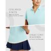 imagebaleaf Womens Golf Shirts Polo Collared V Neck Shorts Sleeve Tennis Shirt Lightweight Quick Dry UPF50V Necklight Blue
