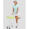 imagebaleaf Womens Golf Shirts Polo Collared V Neck Shorts Sleeve Tennis Shirt Lightweight Quick Dry UPF50V Necklight Blue