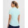 imagebaleaf Womens Golf Shirts Polo Collared V Neck Shorts Sleeve Tennis Shirt Lightweight Quick Dry UPF50V Necklight Blue