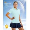 imagebaleaf Womens Golf Shirts Polo Collared V Neck Shorts Sleeve Tennis Shirt Lightweight Quick Dry UPF50V Necklight Blue