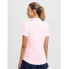 imagebaleaf Womens Golf Shirts Polo Collared V Neck Shorts Sleeve Tennis Shirt Lightweight Quick Dry UPF50V Necklight Pink