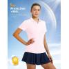 imagebaleaf Womens Golf Shirts Polo Collared V Neck Shorts Sleeve Tennis Shirt Lightweight Quick Dry UPF50V Necklight Pink