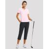 imagebaleaf Womens Golf Shirts Polo Collared V Neck Shorts Sleeve Tennis Shirt Lightweight Quick Dry UPF50V Necklight Pink