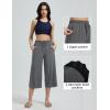 imagebaleaf Womens Quick Dry Swim Pants 2025 Wide Leg Beach Pants UPF50 Lightweight Swim Capris with Zipper PocketsDark Gray