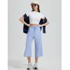 imagebaleaf Womens Quick Dry Swim Pants 2025 Wide Leg Beach Pants UPF50 Lightweight Swim Capris with Zipper PocketsLight Blue
