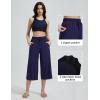 imagebaleaf Womens Quick Dry Swim Pants 2025 Wide Leg Beach Pants UPF50 Lightweight Swim Capris with Zipper PocketsNavy Blue