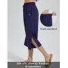 imagebaleaf Womens Quick Dry Swim Pants 2025 Wide Leg Beach Pants UPF50 Lightweight Swim Capris with Zipper PocketsNavy Blue