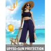 imagebaleaf Womens Quick Dry Swim Pants 2025 Wide Leg Beach Pants UPF50 Lightweight Swim Capris with Zipper PocketsNavy Blue