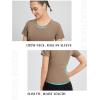 imagebaleaf Womens Short Sleeve Workout Tops Yoga Shirts Stretchy Lightweight Athletic TShirts Gym Running Sports TeeBrown