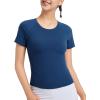 imagebaleaf Womens Short Sleeve Workout Tops Yoga Shirts Stretchy Lightweight Athletic TShirts Gym Running Sports TeeNavy Blue