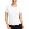 imagebaleaf Womens Short Sleeve Workout Tops Yoga Shirts Stretchy Lightweight Athletic TShirts Gym Running Sports TeeStar White
