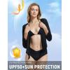 imagebaleaf Womens UPF50 Swim Beach Cover Up Bathing Suit Swimsuit Coverup Cropped 34 Sleeve Lightweight CardiganBlack