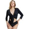 imagebaleaf Womens UPF50 Swim Beach Cover Up Bathing Suit Swimsuit Coverup Cropped 34 Sleeve Lightweight CardiganBlack
