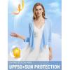 imagebaleaf Womens UPF50 Swim Beach Cover Up Bathing Suit Swimsuit Coverup Cropped 34 Sleeve Lightweight CardiganLight Blue