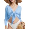 imagebaleaf Womens UPF50 Swim Beach Cover Up Bathing Suit Swimsuit Coverup Cropped 34 Sleeve Lightweight CardiganLight Blue