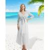 imagebaleaf Womens UPF50 Swim Beach Cover Up Bathing Suit Swimsuit Coverup Cropped 34 Sleeve Lightweight CardiganLight Gray