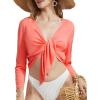 imagebaleaf Womens UPF50 Swim Beach Cover Up Bathing Suit Swimsuit Coverup Cropped 34 Sleeve Lightweight CardiganPink