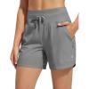 imagebaleaf Womens 5quot Swim Board Shorts High Waisted Quick Dry UPF 50 Swimsuit Swimming Bottoms with Boxer Liner Zipper PocketsDark Gray
