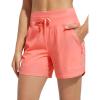 imagebaleaf Womens 5quot Swim Board Shorts High Waisted Quick Dry UPF 50 Swimsuit Swimming Bottoms with Boxer Liner Zipper PocketsPink