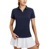 imagebaleaf Womens Golf Shirts Polo Collared V Neck Shorts Sleeve Tennis Shirt Lightweight Quick Dry UPF50V Necknavy Blue