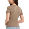 imagebaleaf Womens Short Sleeve Workout Tops Yoga Shirts Stretchy Lightweight Athletic TShirts Gym Running Sports TeeBrown