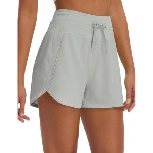 imagebaleaf Womens Athletic Shorts 3quot High Waist Running Shorts with Zipper Pockets Workout Gym Sports Quick Dry UPF 50Light Gray